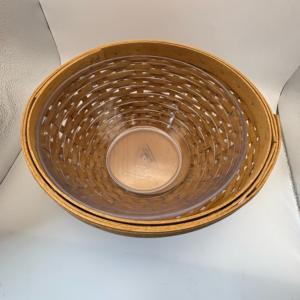 Longaberger Tan and White Woven Basket - Picture 9 of 15